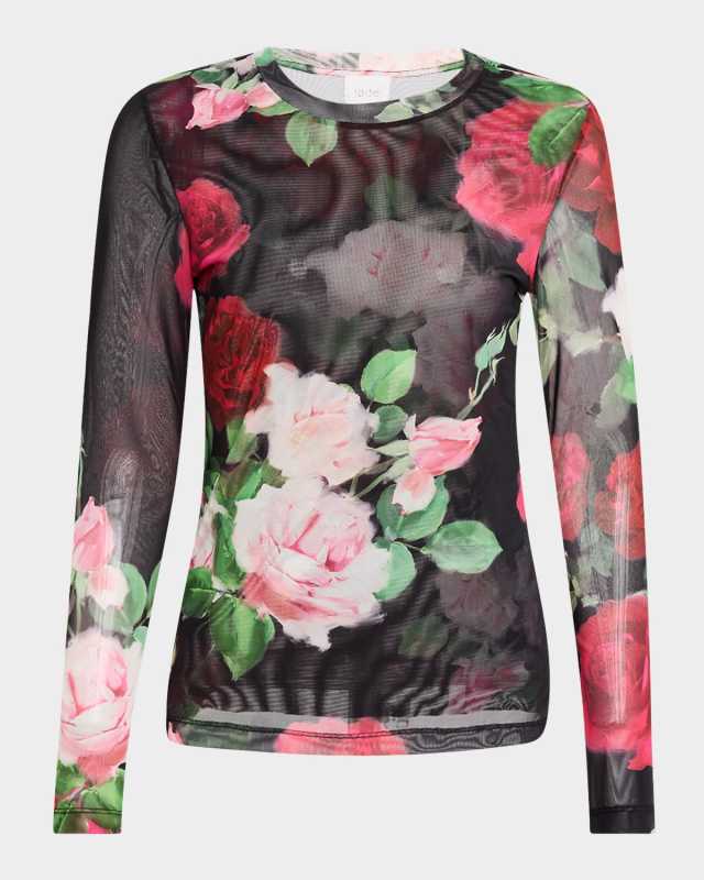 Natalie Floral-Print Mesh Tee